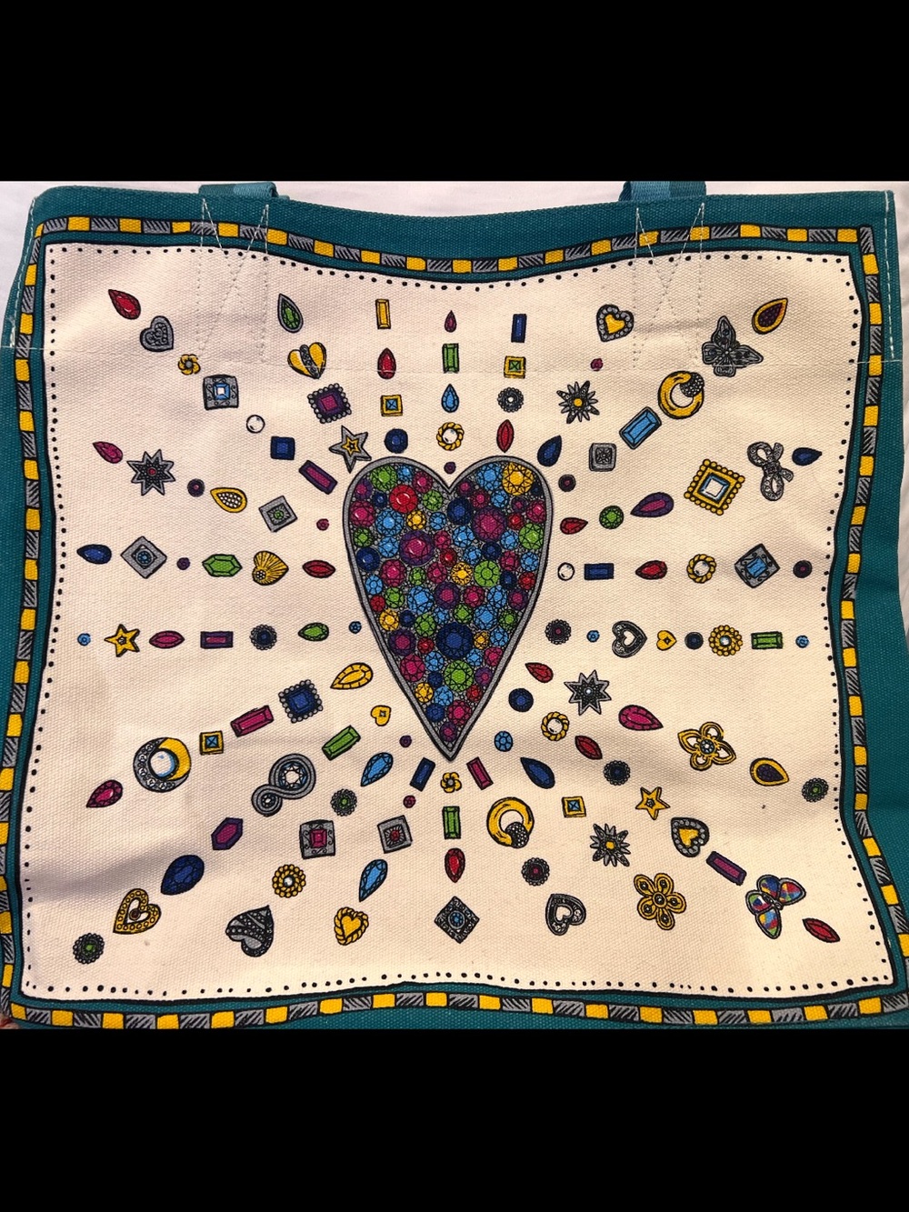 Brighton Multicolor Jewel Heart Tote with Teal Trim